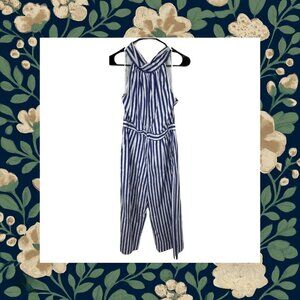 Navy & White High Neck Jumpsuit